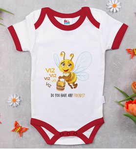 BK Kids Sevimli Arı Tasarımlı Kırmızı Bebek Body Zıbın-1