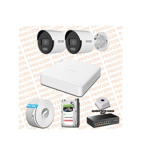 Provzen Hikvision 2 IP 4MP ColorVu Mikrofonlu Güvenlik Kamerası Olay Anında bildirim
