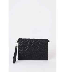 Kadın Siyah Yıldız Nakışlı Suni Deri Bilek Ve Zincir Askılı Portföy El Ve Clutch Çanta