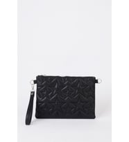 Kadın Siyah Yıldız Nakışlı Suni Deri Bilek Ve Zincir Askılı Portföy El Ve Clutch Çanta
