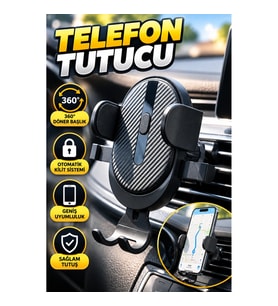 Havalandırma Izgarası Araç Telefon Tutucu – 360° Döner Başlık ve Otomatik Kilitli Klips