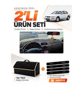 e-biz NİSSAN MAXİMA A32 (1994-1999) Uyumlu Torpido Örtüsü + Tay Tüyü Çanta - Siyah-Bej - NI005