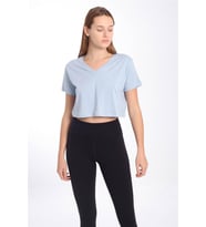 Maraton Regular Kadın V Yaka  Mavi Crop Top