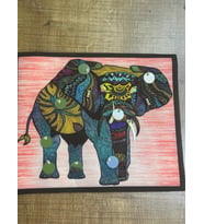 24X20 CM 3 BOYUTLU KABARTMA PAYETLİ TAŞLI OTANTİK FİL ARMA YAMA DİKİŞ AKSESUARI (Pembe)
