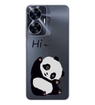 Realme C55 Uyumlu Sevimli Panda Desenli Şeffaf Telefon Kılıfı