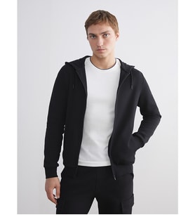 LCWAIKIKI Classic Siyah Kapüşonlu Erkek Fermuarlı Sweatshirt
