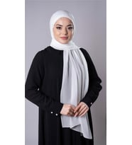 Krem Pratik Hazır Geçmeli Şal Şifon Kumaş Hijab Bone 3009_40