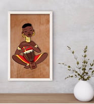 BK Home African Woman Dekoratif Ahşap Beyaz Çerçeveli Tablo-4