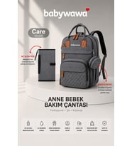 Babywawa Care Su Geçirmez Alt Açma Pedli Emzik Saklama Bölmeli Anne Bakım Çantası