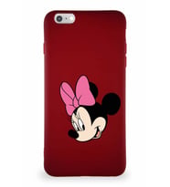 Apple iPhone 6S Plus Soft Premier Kapak Minnie Mouse-B Tasarımlı Silikon Kılıf - Mürdüm (Şeffaf)