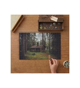 Ormandaki Tahta Ev Tasarımı 240 parça Ahşap Puzzle Ahşap Kutuda MP03205