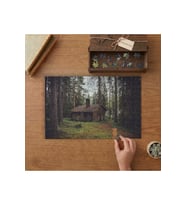 Ormandaki Tahta Ev Tasarımı 240 parça Ahşap Puzzle Ahşap Kutuda MP03205