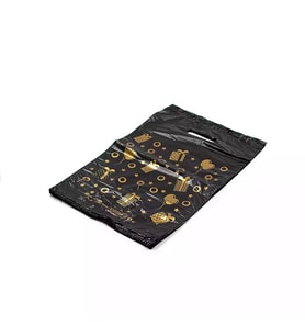 Omeyva Baskılı El Geçme Blok Poşet Torba - No : 3 - 30x50 Cm. - Siyah - 500 Adet