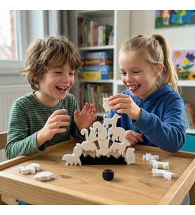 Montessori Hayvan Figürlü Denge Oyunu - Eğitici Zeka Geliştirici Tetris Blokları - (12 Parça) (Beyaz)