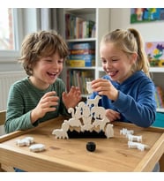 Montessori Hayvan Figürlü Denge Oyunu - Eğitici Zeka Geliştirici Tetris Blokları - (12 Parça) (Beyaz)