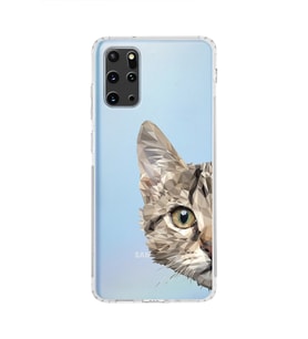 Samsung Galaxy S20 Plus Uyumlu Kamera Korumalı Kapak Catface Tasarımlı  Şeffaf  Kılıf