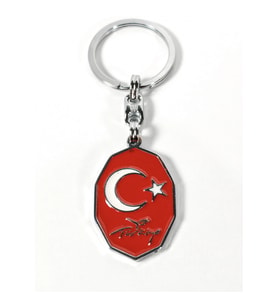 Kırmızı Ay Yıldız,  “Türkiye” Yazılı Sekizgen Metal Anahtarlık