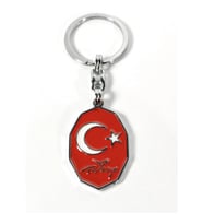 Kırmızı Ay Yıldız,  “Türkiye” Yazılı Sekizgen Metal Anahtarlık
