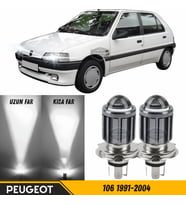 Peugeot 106 1991-2004 Mercekli Far Ampulü Led Xenon Beyaz Şimşek Etkili CSP Led Lamba Uzun Kısa