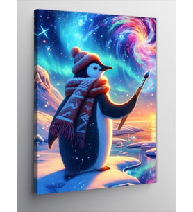 Kanvas Tablo Ressam Penguen