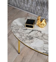 Orta Sehpa Elips Çift Gold Ceviz Tel Ayak