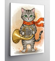 Kanvas Tablo Trombon Çalan Şirin Kedi