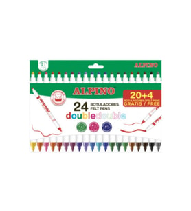 Alpino Double Çift Taraflı Keçeli Kalem 20+4 (Karışık)