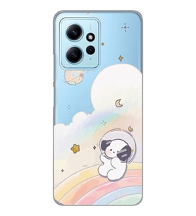 Redmi Note 12 4G Uyumlu Sevimli Köpek Desenli Şeffaf Telefon Kılıfı