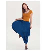 Drape Bel Dökümlü Indigo Kadin Salvar Pantolon