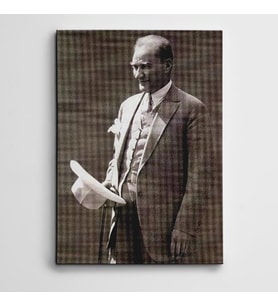 Atatürk Beyaz Şapka Kanvas Tablo