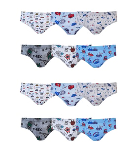 Erkek Çocuk Renkli Empirme Slip Külot Pamuklu 12li Paket (Karışık)