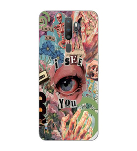Oppo A5 2020 / A9 2020 Uyumlu Aesthetic Kolaj Desenli Şeffaf Telefon Kılıfı