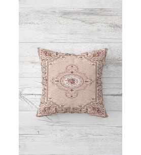 Vintage Çiçek Desenli Çift Tarafı Baskılı Gizli Fermuarlı Yastık Kılıfı Kırlent Koltuk Yastık Kılıfı (Pembe)