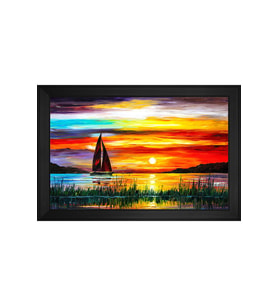 Manzara Temalı Kanvas Tablo 80 x 110 cm Siyah Çerçeve