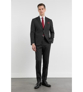 Siyah Kırlangıç Yaka 6 Drop Slim Fit Tam Astar Esnek Takım Elbise 1001260160