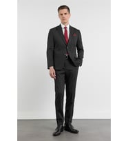 Siyah Kırlangıç Yaka 6 Drop Slim Fit Tam Astar Esnek Takım Elbise 1001260160