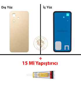 Infinix Smart 10 Gold Uyumlu Arka Kapak + B7000 Yapıştırıcı Arka Cam Batarya Pil Kapağı Lazer Kesim