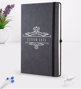BK Gift Kişiye Özel İsimli Siyah Termo Deri Defter 16x24cm Model 8
