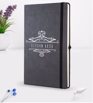 BK Gift Kişiye Özel İsimli Siyah Termo Deri Defter 16x24cm Model 8