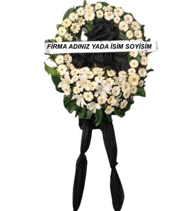 Beyaz Gerberalardan Çelenk Cenaze Tören Merasim Çelengi