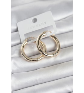 Gold Renk Pirinç Halka 30 mm Kadın Küpe 5886