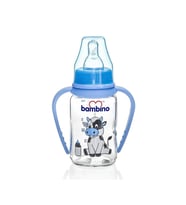 Bambino Yavaş Akışlı Kulplu Cam Biberon 125 Ml - Mavi