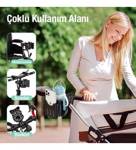 Lexroo Bebek Arabası için Telefon ve Bardak, Biberon Tutucu, Gidon Uyumlu Telefon ve Bardak Tutucu