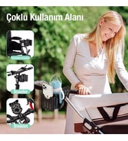 Lexroo Bebek Arabası için Telefon ve Bardak, Biberon Tutucu, Gidon Uyumlu Telefon ve Bardak Tutucu