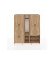Hyperion Dolap 15 Raflı 5 Kapaklı Tek Askılı 220x44x243 Çam-Çam/Çam
