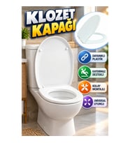Universal Klozet Kapağı – Dayanıklı Plastik, Kaydırmaz Destekli ve Kolay Montajlı
