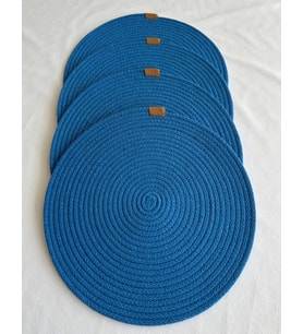 Yuvarlak Amerikan Servis Sofra Altlığı, Masa Dekoru Supla  33cm 4lü (Mavi)