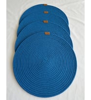 Yuvarlak Amerikan Servis Sofra Altlığı, Masa Dekoru Supla  33cm 4lü (Mavi)