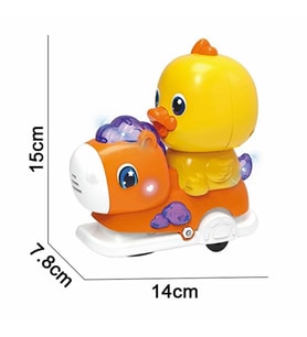Pilli Müzikli İnteraktif Atlıkarınca Ördek - 15 cm Eğitici Bebek Oyuncağı