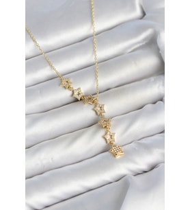 316L Çelik Yıldız Model Gold Renk Zirkon Taşlı Kadın Kolye TJ-BKO11131
